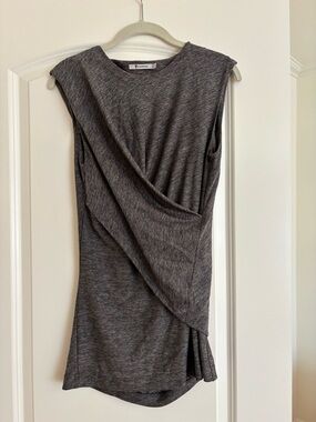 T by Alexander Wang Sleeveless Draped Top in Gray